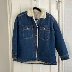 Old Navy Size M Petite denim shearling lined shacket